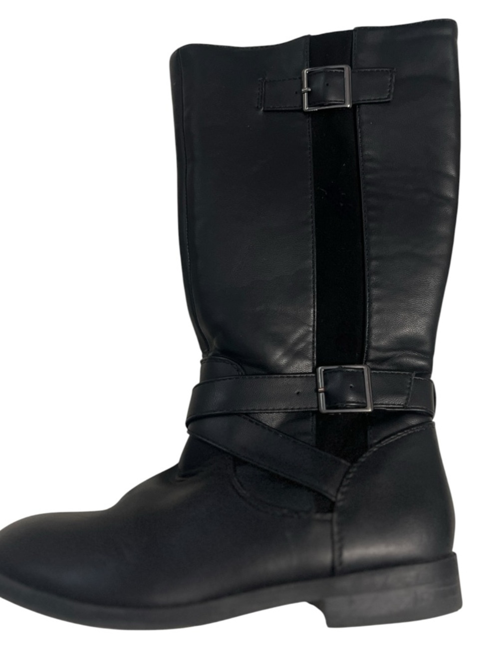 Girls Black Leather Knee High Boots Riding Style Size 1 - Picture 1 of 11